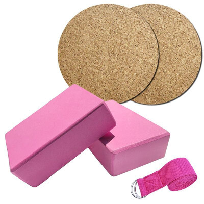 

5pcs Yoga Equipment Set EVA Yoga Blocks Cotton Stretching Strap Non-slip Yoga Knee Pad Fitness Exercise Pilates Equipment Kit