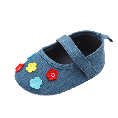 

Newborn Baby Cute Girls Canvas Flower Single First Walker Soft Sole Shoes