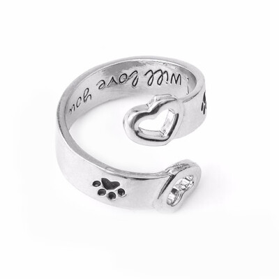 

2019 Popular 1pc European&American Jewelry &quotI Will Love You Forever Love Dog Claw Opened Couple Rings