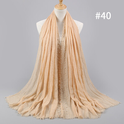 

Solid color high quality hairy cotton yarn pearl accessories headscarf cotton&crease monochrome womens scarf hot sale
