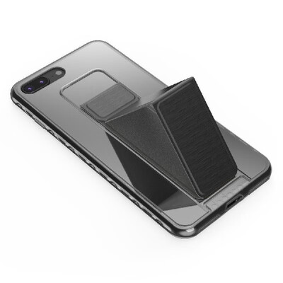 

dodocool Ultra Slim Crystal Clear Protective Case with Gold Foldable Kickstand Grip Holder Non-slip Shock Absorption Scratch Resis