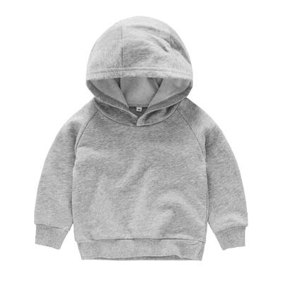 

Spring Autumn Kids Boys Long Sleeve Solid Color Casual Hooded Hoodies Grey