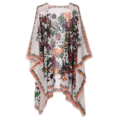 

Women Chiffon Kimono Cardigan Floral Print Asymmetric Boho Loose Outerwear