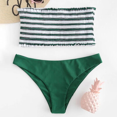 

Saidsome 2PC Women Sexy Swimwear Bikini Suit Stripe Push-Up Padded Bathing Beachwear