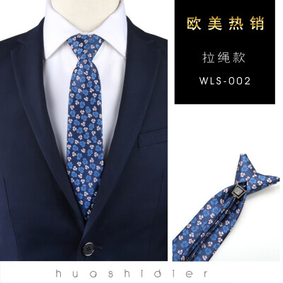 

Spot stripe mens business plaid cashew tie 8CM convenient zipper drawstring cross-border tie custom