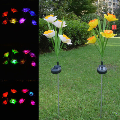 

〖Follure〗Solar Garden Lights Multi-Color Daffodil Flowers Light Outdoor Decoration 2 Pcs