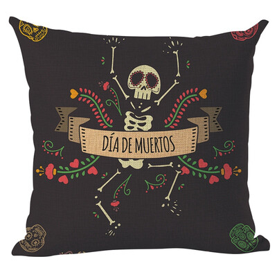 

Happy Halloween Flax Square Pillow Case Witch Pumpkin Pattern Decorative Throw Pillow Cover for Home Bar Halloween Home Supplies
