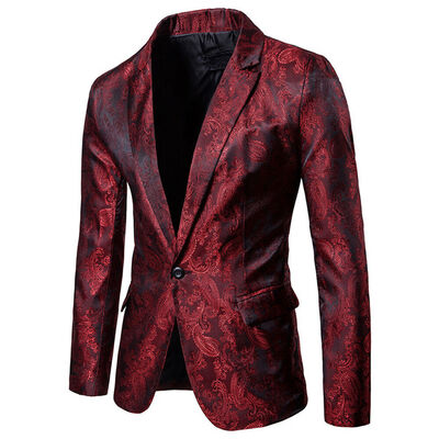 

Mens Collared Neck Slim Fit Formal Business Jacket Suit Blazer Sweater Jacket