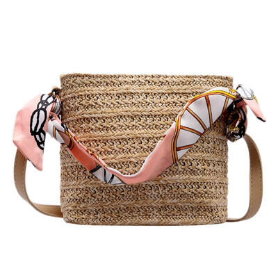 

Square Straw Bags Women Woven Beach Holiday Handbag Shoulder Messenger Tote