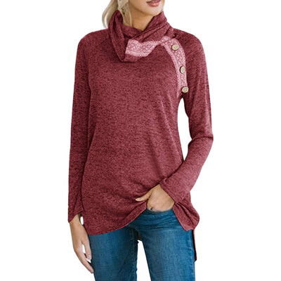 

Starmoon Womens Long Sleeve Button Down Cowl Neck Sweatshirts Casual Loose Tunic Tops