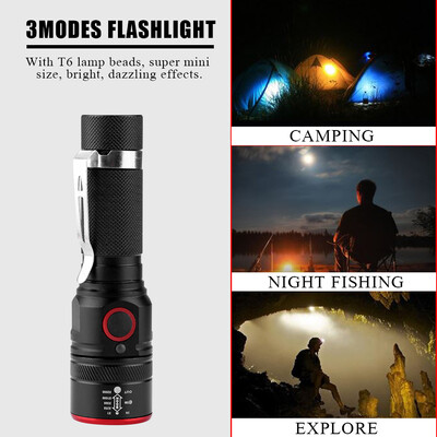 

Greensen Portable T6 LED Pocket Small Waterproof Rechargeable 3 Modes Torch OutdoorTorch Flashlight Projector