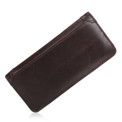 

Genuine Leather Casual Solid Men Wallets High Capacity No Zipper Wallet Men Handbags