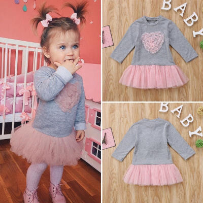 

Newborn Kids Baby Girl Lace Tutu Tulle Dress Sweatshirt Skirt Outfit Clothes lxj