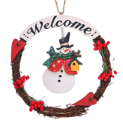 

Creative Ceramic Christmas Santa Claus Snowman Doll Wreath Christmas Tree Hanging Pendant Ornament Decorations Diameter16Cm