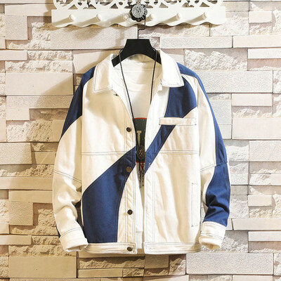 

Toponeto Men Casual Winter Patchwork Long Sleeve Turn-down Collar Outwear Coat Jacket
