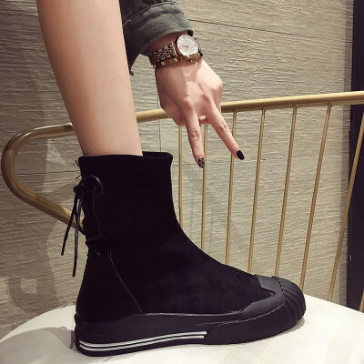 

Retro Shoe Girls Spring&Autumn Single Boots Fashionable Fashion Tie Muffin Thick Bottom Ins Slim Boots