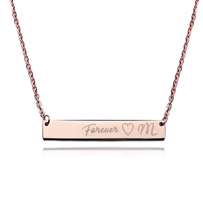 

Rinhoo Hot Sale Fashion Women Stainless Steel Necklace Engraved Forever Love Square Pendant Necklace Jewelry Best Gift Wholesale