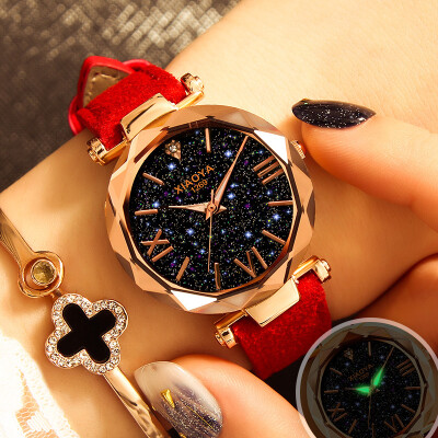 

Watch waterproof fashion Korean version of simple casual atmosphere retro luminous star quartz female watch