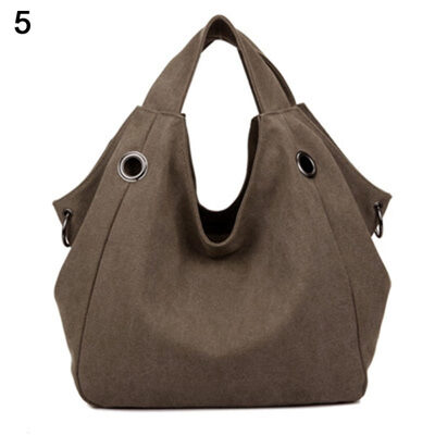 

Casual Women Large Capacity Solid Color Canvas Zipper Tote Shoulder Handbag