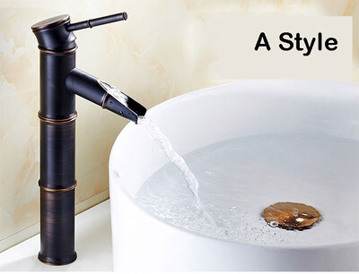 

Newly Euro Elegant Black Faucet Bamboo Style Faucet Bathroom Basin Mixer Deck Mounted Single Handle Water Taps