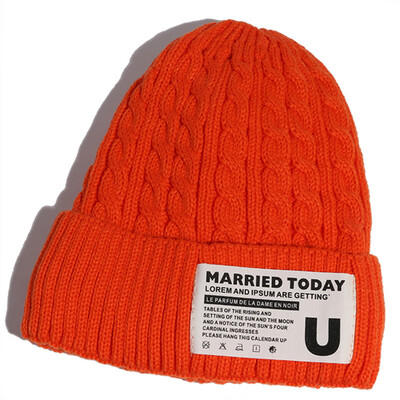 

Ladies wool hats in autumn&winter Korean version of Joker knit hat student couples plus velvet padded warm cold hat mens tide