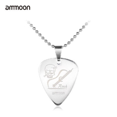 

ammoon Guitar Pick Necklace Stainless Steel with 50cm20in Ball Chain Silver Color