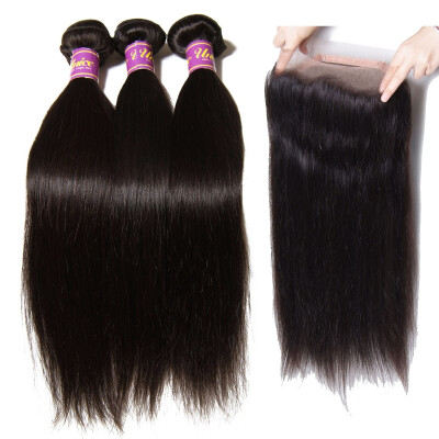 

UNice 8A Brazilian Virgin Human Hair Bundles with 360 Lace Frontal Closure Straight