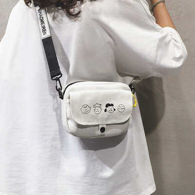 

New small bag female 2019 new summer ins mini canvas bag girl personality wild shoulder Messenger bag