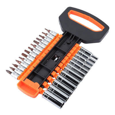 

Greensen 29pcs 14" Ratchet Wrench Long Socket Bit Set Quick Release CR-V Hand Repair Tool