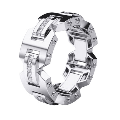 

Fashion Jewelry Men Modern Silver Rose Gold Diamond Band Ring Engagement Wedding Jewellry Rings