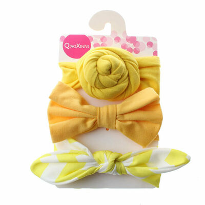 

3 PcsSet Kids Baby Girls Cotton Bow Knot Headband Children Hair Band Head Wear