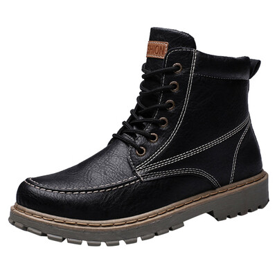 

2019 Spring New Arrivals Fashion Ankle Boots Mens British Style Leather Boots Non-Slip Wear-Resistant High-Cut Tooling Boots