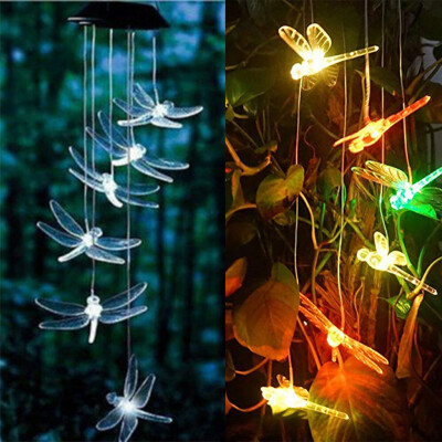 

〖Follure〗LED Solar Powered Dragonfly Wind Chimes Light Home Garden Hanging Lamp Decor
