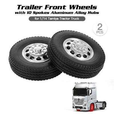 

2pcs Trailer Rear Wheels with 10 Spokes Aluminum Alloy Hubs for 114 Tamiya Tractor Truck RC Climber Trailer