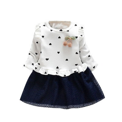 

Kozart Autumn Spring Casual Baby Girls Dot Print Princess Dress Cotton Kids Toddler Long Sleeve Sundress