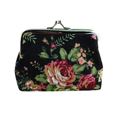 

Tailored Creative Coin Wallet Canvas Rose Buckle Coin Bag Fabric Woman Coin Card Package
