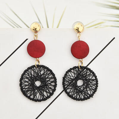 

Korean Fashion DIY Wood Round Earrings Hollow Mesh Dangle Drop Earrings for Women Earings Fashion Jewelry 2019 Brincos Oorbellen