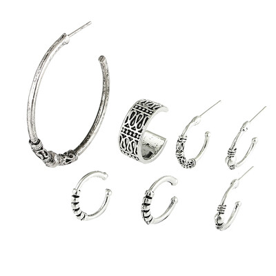 

Steampunk Ancient silver Color Big Earrings Simple Style Earring High Quality Engagement Gift Jewelry Brinco Argola