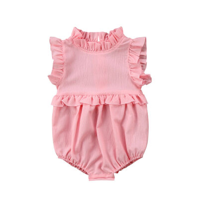 

Summer Newborn Baby Girl Solid Ruffled Rompers Jumpsuit Clothes Outfits 0-24M