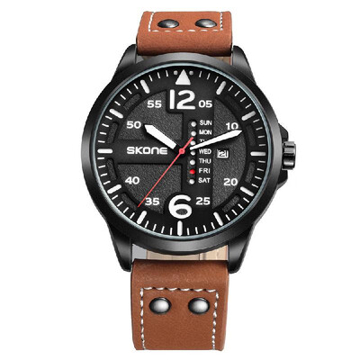 

SKONE Fashion Casual Quartz Watch 3ATM Water-resistant Watch Luminous Wristwatch Male Relogio Musculino Calendar Week