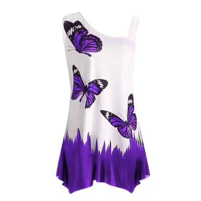 

Nomeni Large Size Women Butterfly Printing T-Shirt Sleeveless Blouse
