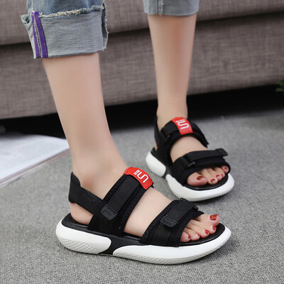 

Sandals women 2019 new Korean version of Joker student sports flat-bottomed Hong Kong wind ins net red leisure chic shoes summer