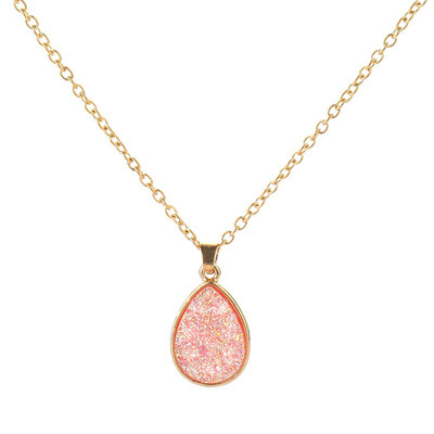 

Women Simple Water-drop Shape Shiny Surface Resin Pendant Necklace Jewelry Gift