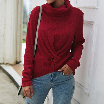 

2019 Fashion Women High Collar Long sleeves Solid color Sweater