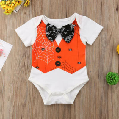 

US Halloween Infant Kids Baby Boy Girl Spiderweb Romper Bodysuit Outfits Clothes