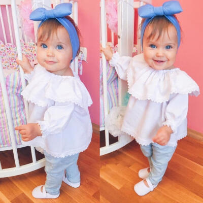 

Cute Newborn Baby Girls Princess Lace Collar Long Sleeve Top T-shirt Clothes