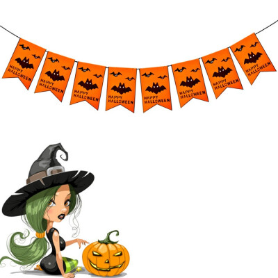 

FUNNYBUNNY Trick or Treat Halloween Pumpkin Bunting Banner Hanging Decor Party Ornaments