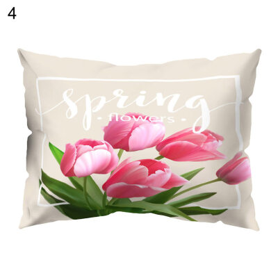 

Fashion Tulip Daisy Flower Print Pillow Case Waist Throw Cushion Cover Decor