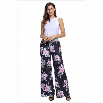 

Multicolor high waist floral print retro loose leggings
