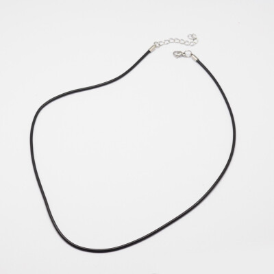 

Round Leather Cord Necklaces Making with 304 Stainless Steel Lobster Claw Clasps&Extender Chain Black 185" 4mm